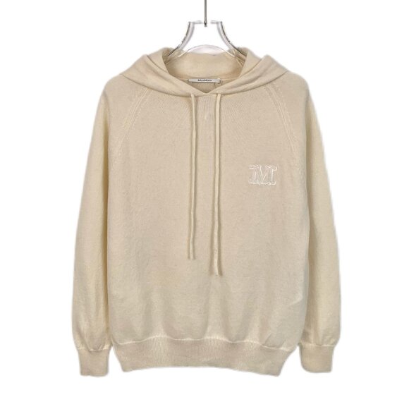 H13300 Maxmara Beige Letter Embroidery Wool Hooded Drawstring Long Sleeve Sweats